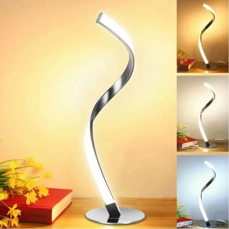 Ins Style Light Luxury Modern Minimalist Spiral Table Lamp Living Room Bedroom Table Lamp, High-end Atmosphere Small Night Light