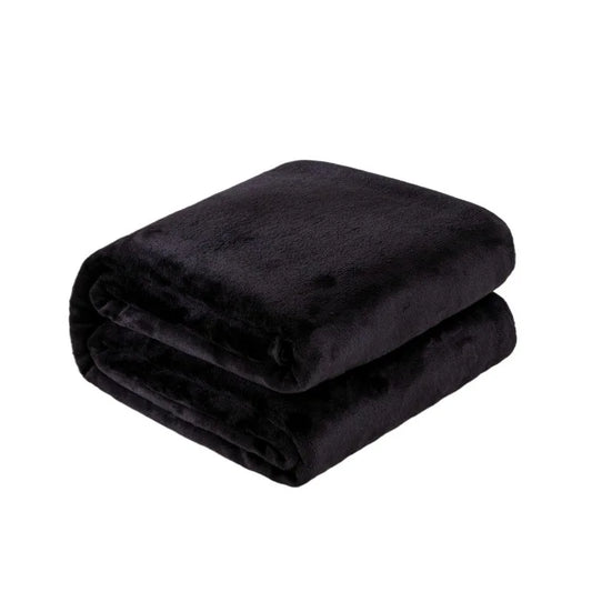 250GSM Black Flannel Blanket Soft Plush Fleece Throw Warm Cozy Bed Cover for Sofa Bedroom All Season Blanket Queen King Size