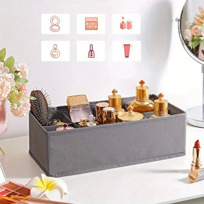 4pcs Foldable Drawer Organizer Set, Closet Storage System for Bras, Socks, and Ties, Gray RUS04GY, Polyester Material
