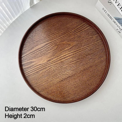 Vintage Round Serving Tray Wooden 21/24/27/30/33cm Wood Platte Dessert Pallet Coffee Home Table