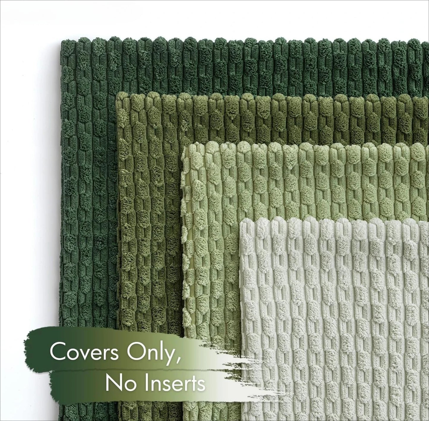 Spring Decorative Throw Pillow Covers Farmhouse Boho Home Decor Striped Corduroy Square Pillowcases 20 X 20 Inch Green