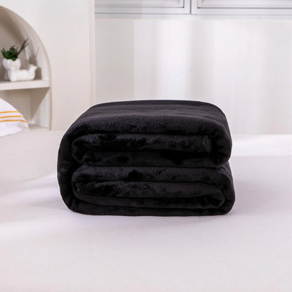 250GSM Black Flannel Blanket Soft Plush Fleece Throw Warm Cozy Bed Cover for Sofa Bedroom All Season Blanket Queen King Size