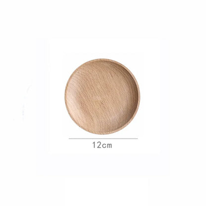 1PC Japanese-Style Tableware Solid Wood Dessert Plate Wooden Tray Snack Plate Fruit Plate Beech Oval Tray Cup Pad Coaster Plate