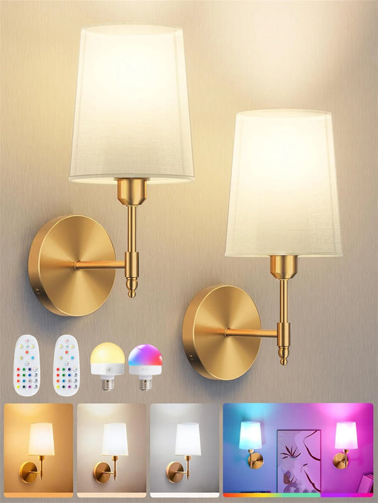 Wireless Rechargeable Battery-Powered Wall Light with 4000 Mah, Dimmable, Detachable Bulb and Remote Control, 15-Color Wireless Wall Lamp, Suitable for Bedroom, Living Room, Hallway Decoration