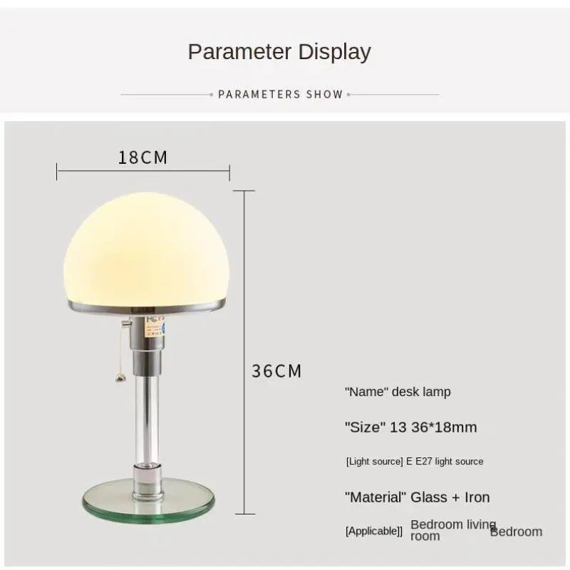 Modern Minimalist White Glass Lampshade LED Reading Desk Lamp Bauhaus Study Bedroom Indoor Homeing Decoration Lighting Fixtures