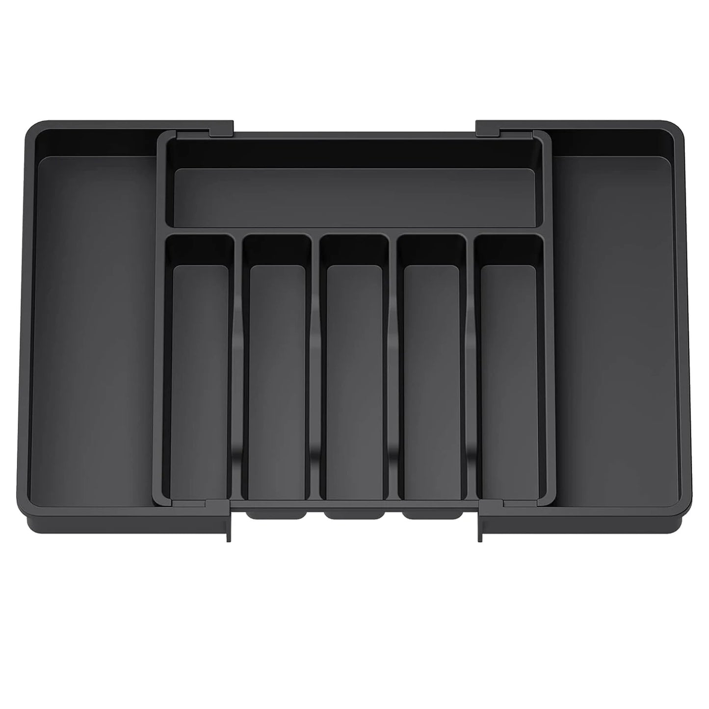 Silverware Drawer Organizer, Adjustable Expandable Utensil Tray, Plastic Cutlery Storage for Flatware, Knives, Spoons, Gadgets