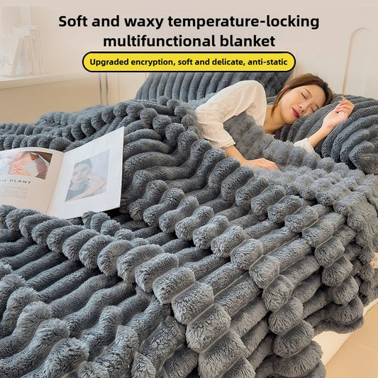 New Artificial Rabbit Plush Spring Blanket Warmth Comfortable Sofa Blankets Thickened Warm Multi-functional Throw Blanket Autumn