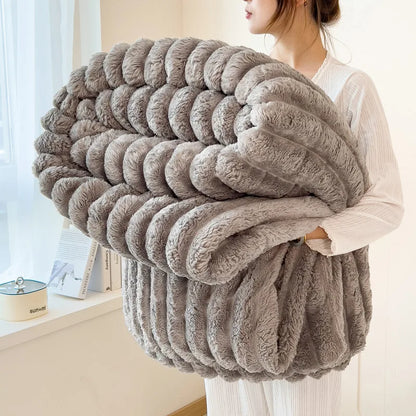 New Artificial Rabbit Plush Spring Blanket Warmth Comfortable Sofa Blankets Thickened Warm Multi-functional Throw Blanket Autumn