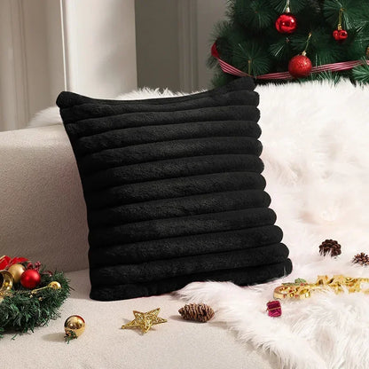 Faux Rabbit Fur Cushion Cover Plush Pillow Cover Soft Fluffy Striped Cushion Cover Decorative Pillows Luxury Home Decor for Sofa