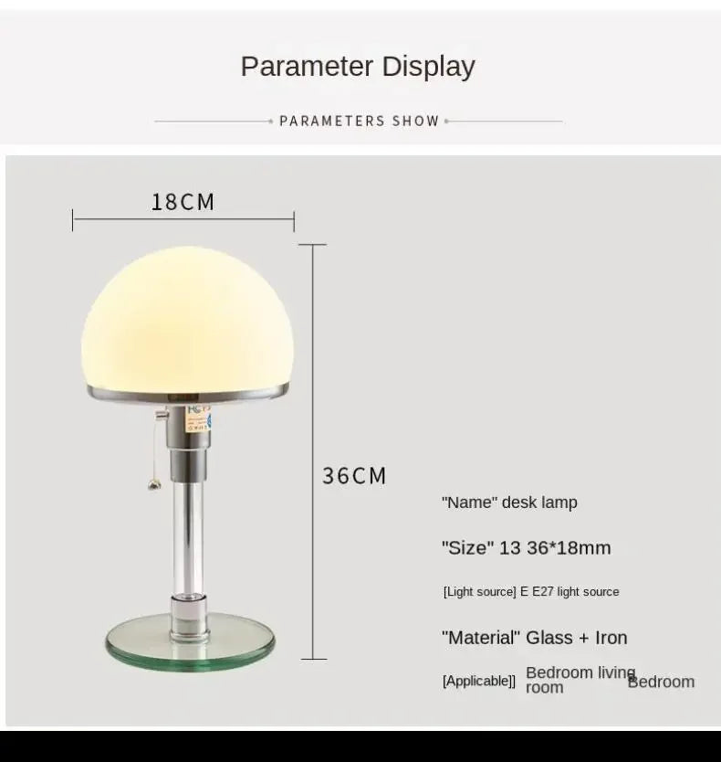 Modern Minimalist White Glass Lampshade LED Reading Desk Lamp Bauhaus Study Bedroom Indoor Homeing Decoration Lighting Fixtures