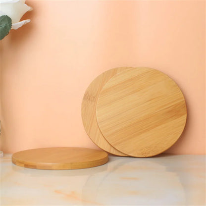 15cm/5.9inch Diameter Round Coaster Placemats Bamboo Tray  Tea Coffee Cup Pad Bamboo Wood Plate Heat Resistant Tableware Mug Mat