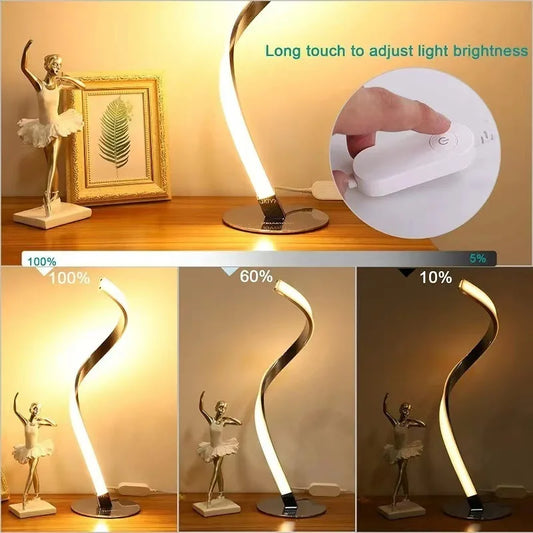 Ins Style Light Luxury Modern Minimalist Spiral Table Lamp Living Room Bedroom Table Lamp, High-end Atmosphere Small Night Light