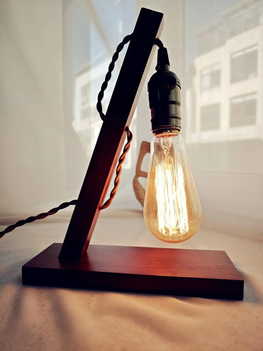 Loft Retro Wood E27 Edison Table Lamp Caffee Cafe Home Bar Studio Decoration Desk Light Vintage Nightlight for Bedside Art