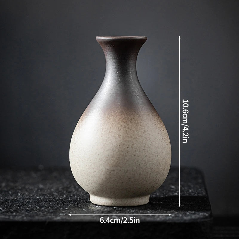 Ceramics Vintage Flower Vase Desktop Flower Bottle Aesthetic Retro Flower Pot Hydroponics Flower Arrangement Flower Vases