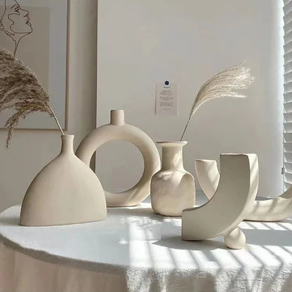 Modern Simple Ceramic Art Vase Dried Flowers Flower Arrangement Ornament Bedroom Desktop Home Decor Photography Background Decor