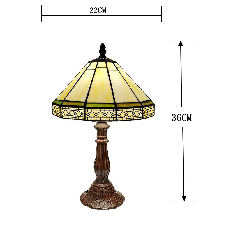 22CM Minimalist European Geometric Small Table Lamp Tiffany Style Living Room Bar Decoration Office Desk Glass Lighting