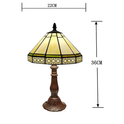 22CM Minimalist European Geometric Small Table Lamp Tiffany Style Living Room Bar Decoration Office Desk Glass Lighting