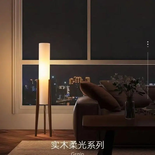 Nordic Solid Wood Floor Lamp, Modern And Minimalist Fabric Floor Lamp, For Living Room, Bedroom And Room Decoration.